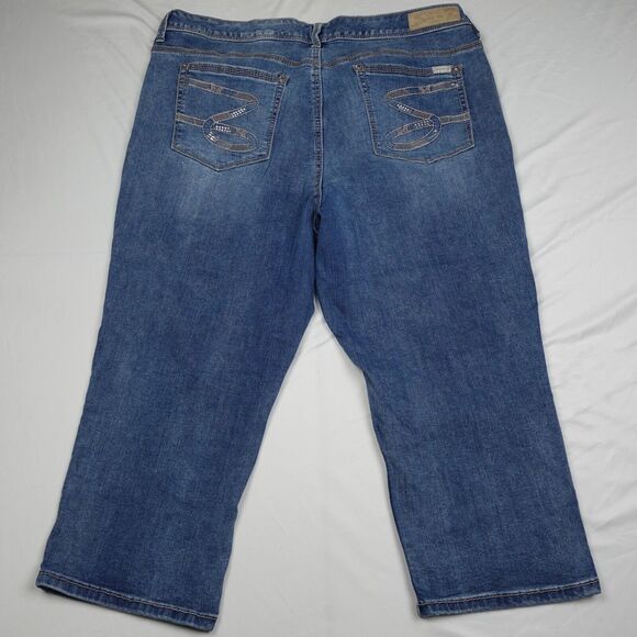 Seven 7 Luxe Jeans Women's Plus Size 24 Capris Blue Denim 5 Pocket Design - Picture 4 of 11